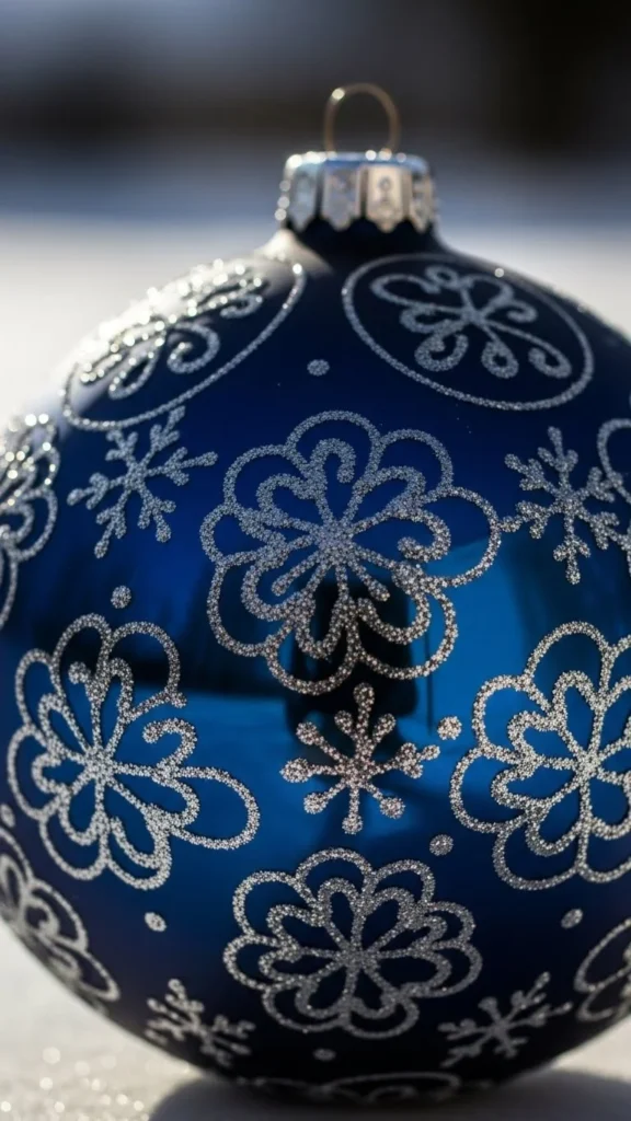 Blue Ornament With Silver Highlights