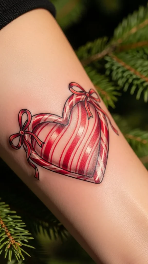 Candy Cane Ribbon Heart
