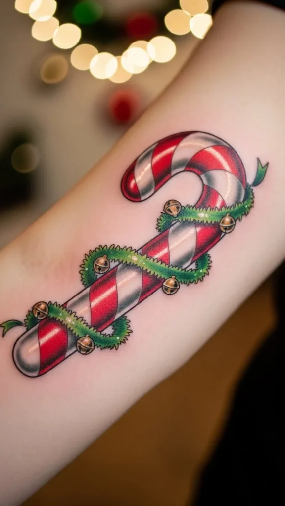 Candy Cane With Ribbon Garland