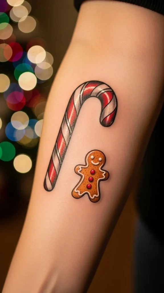 Candy Cane With a Gingerbread Friend
