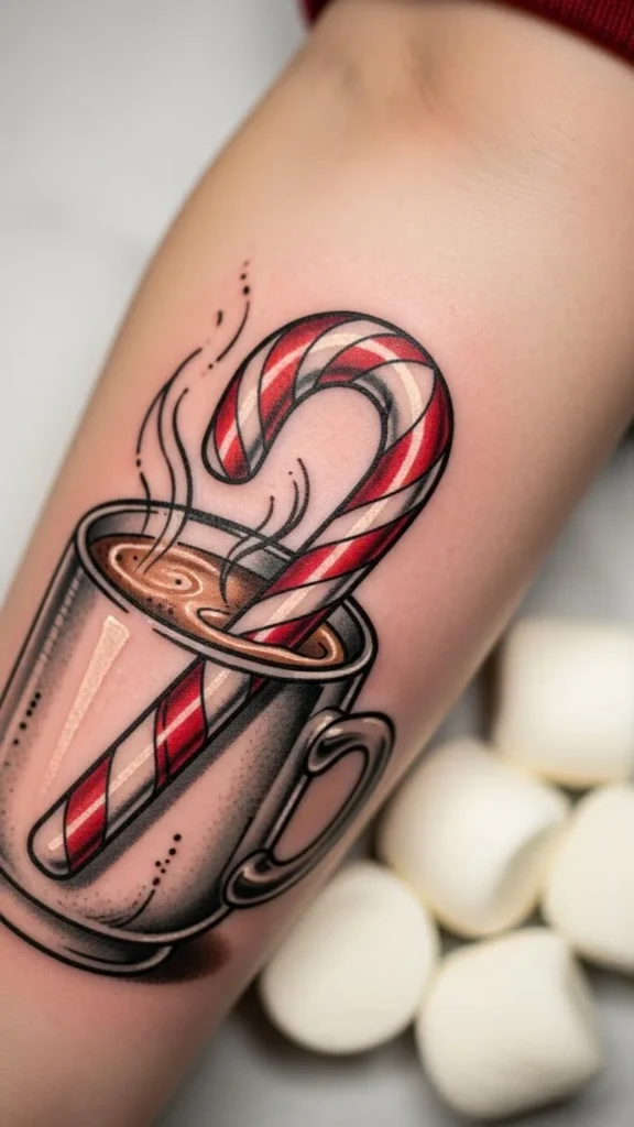 Candy Cane in a Mug of Hot Cocoa