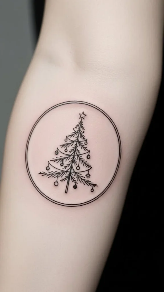 Christmas Tree Inside a Circle Frame