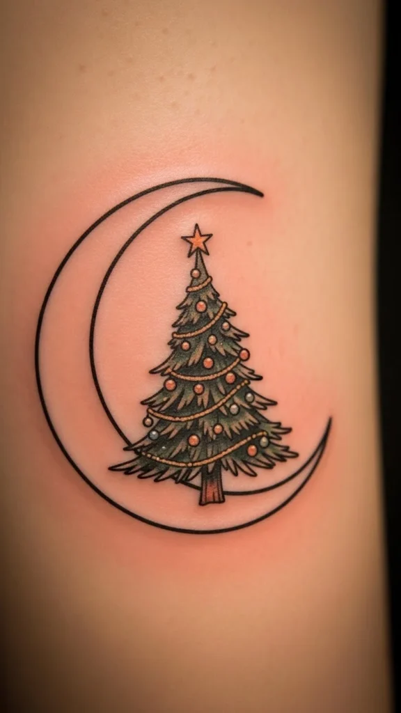 Christmas Tree With a Crescent Moon