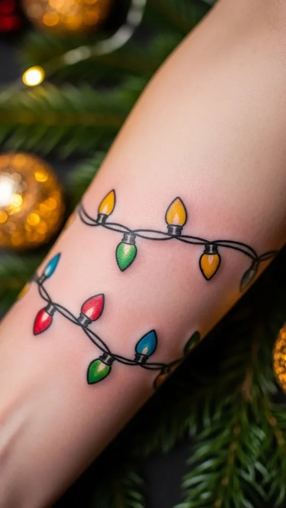 Christmas lights tattoo