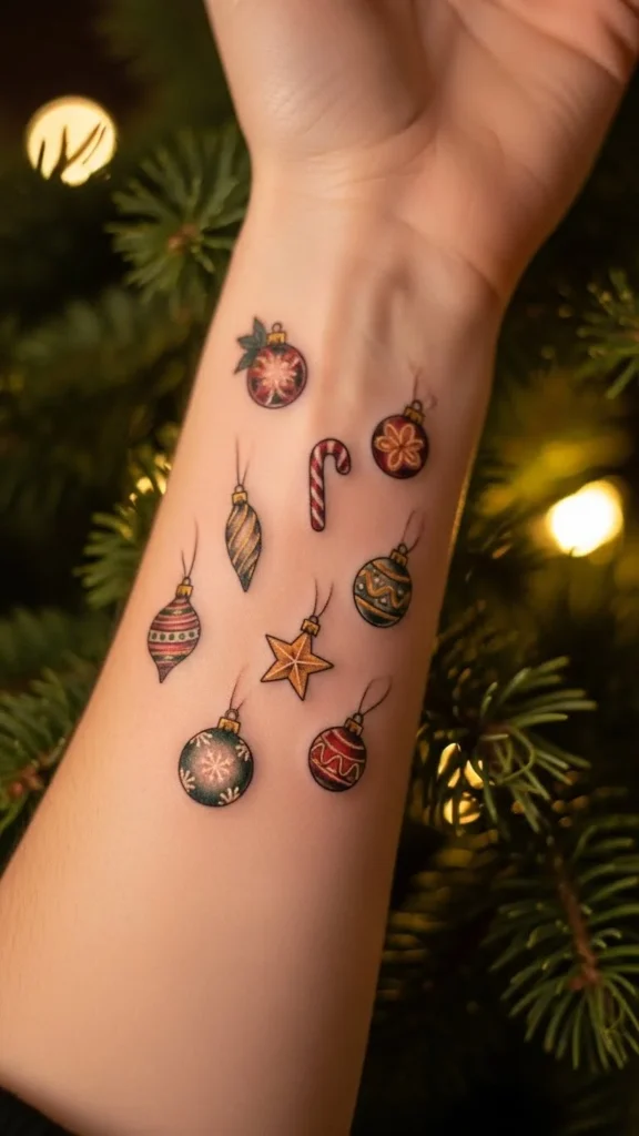 Christmas ornament tattoo