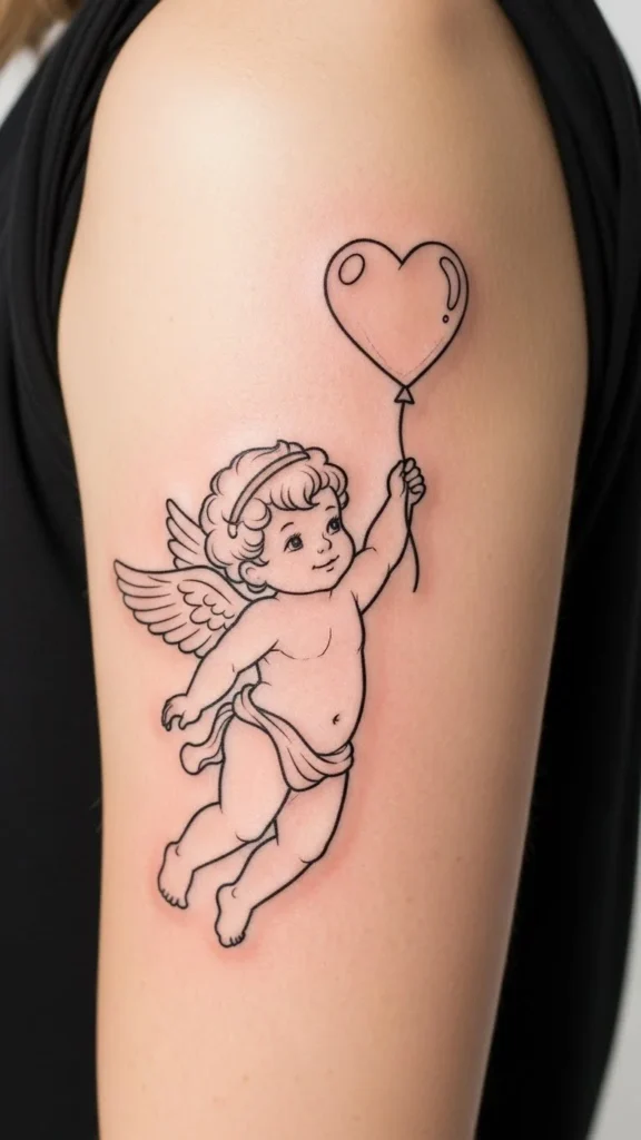 Cupid Holding a Heart Balloon