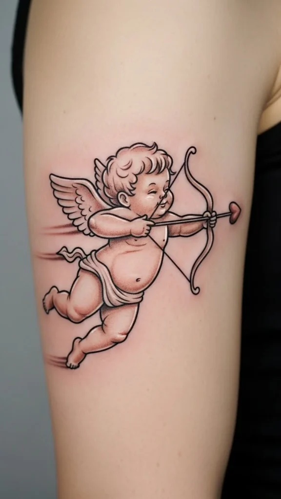 Cupid Shooting a Heart Arrow