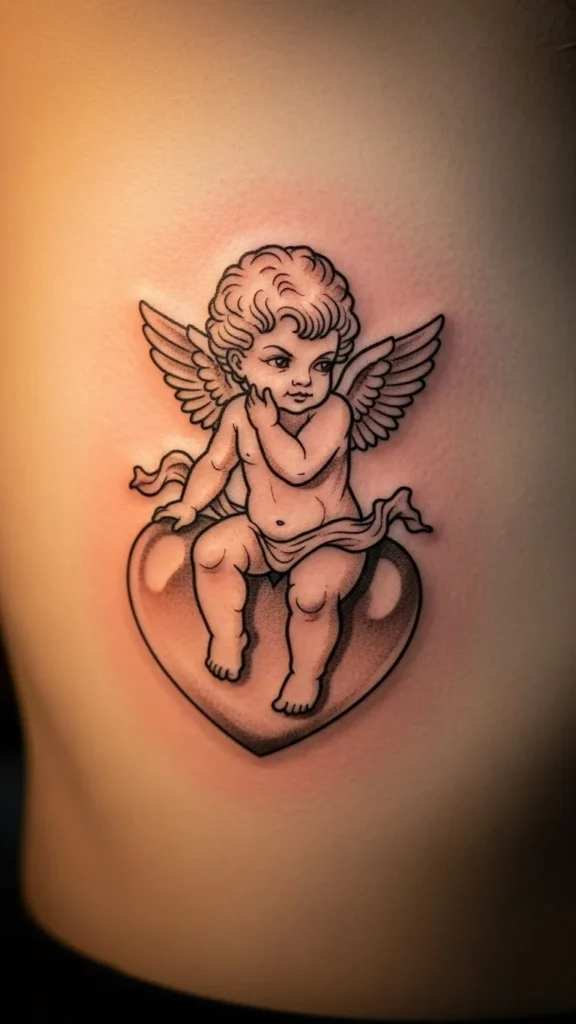 Cupid Sitting on a Heart