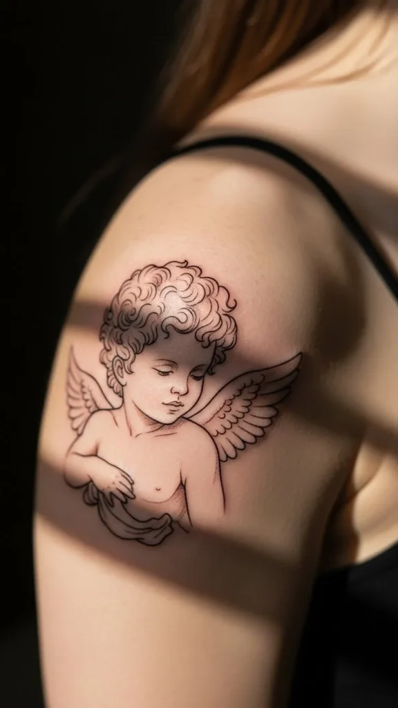 Cupid With Curly Hair Detail