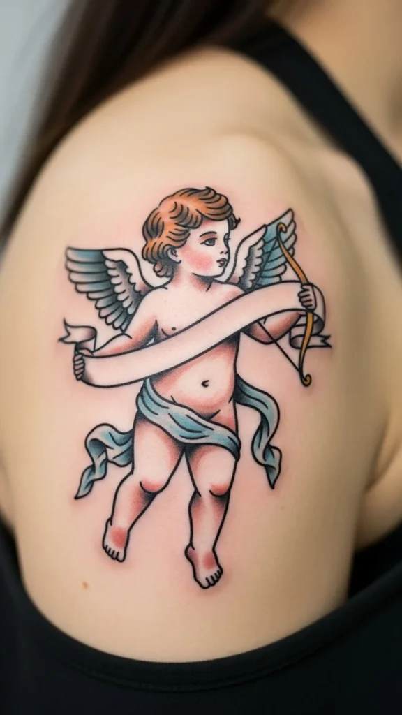 Cupid With Ribbon Banner