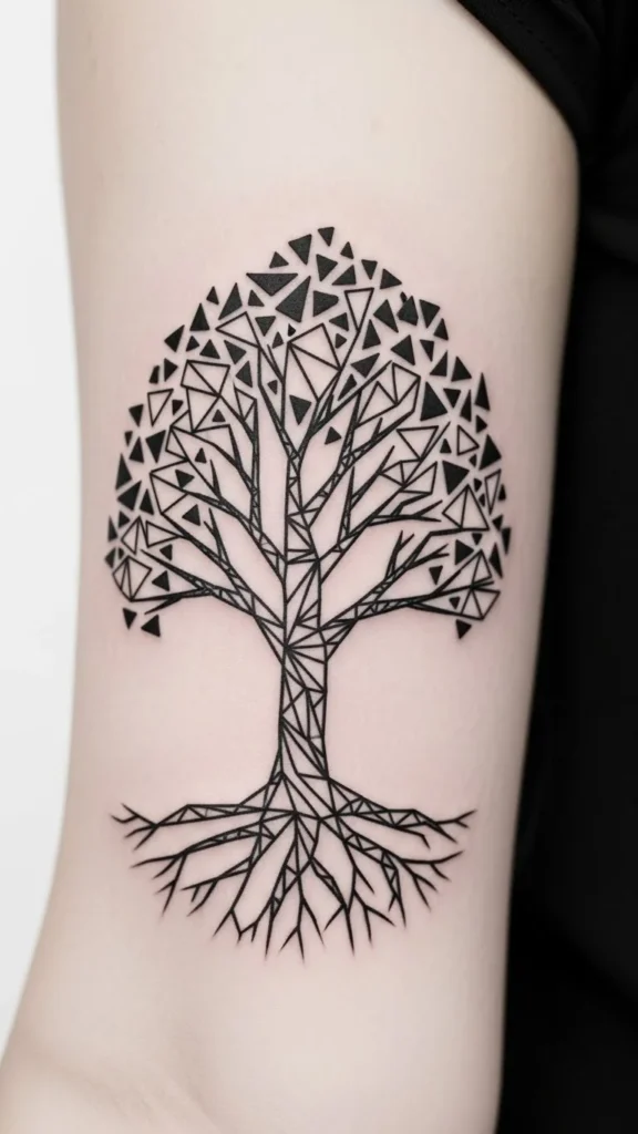 Geometric Christmas Tree Tattoo