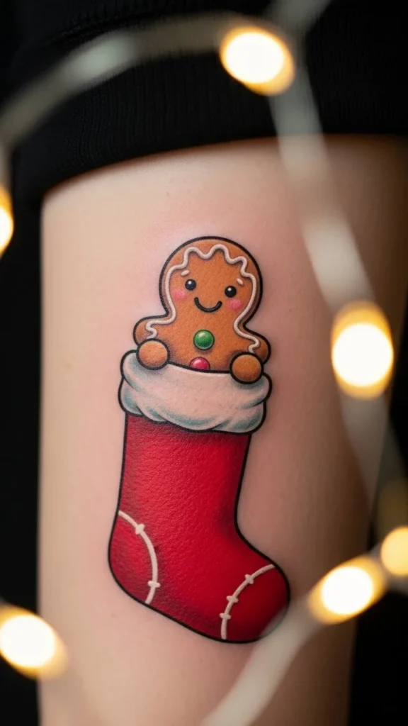 Gingerbread Cookie Peeking Out of a Stocking