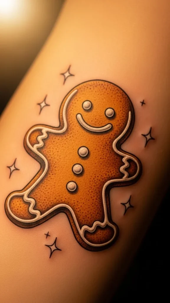 Gingerbread Cookie With Stars Around It