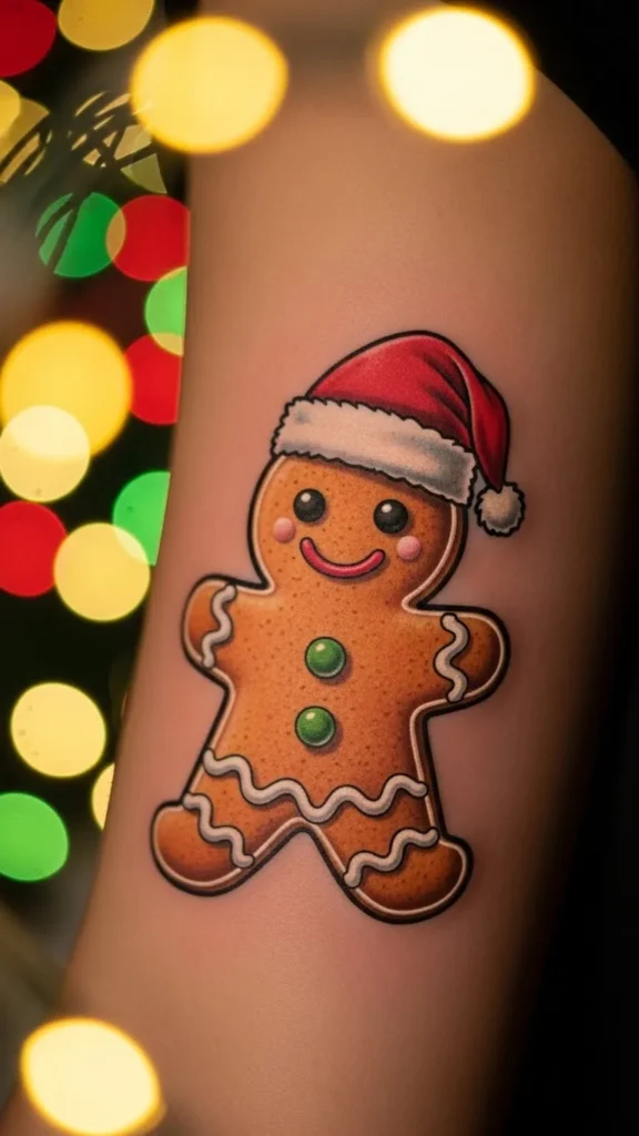 Gingerbread Cookie With a Santa Hat