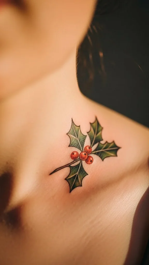 Holly Branch on the Collarbone