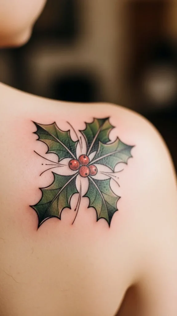 Holly Cluster on the Shoulder Blade