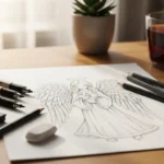How to Draw an Angelic Christmas Angel Tattoo With Soft Lines