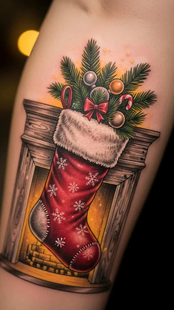 How to draw a Christmas stocking tattoo