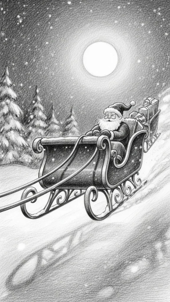 How to sketch a Santa sleigh tattoo