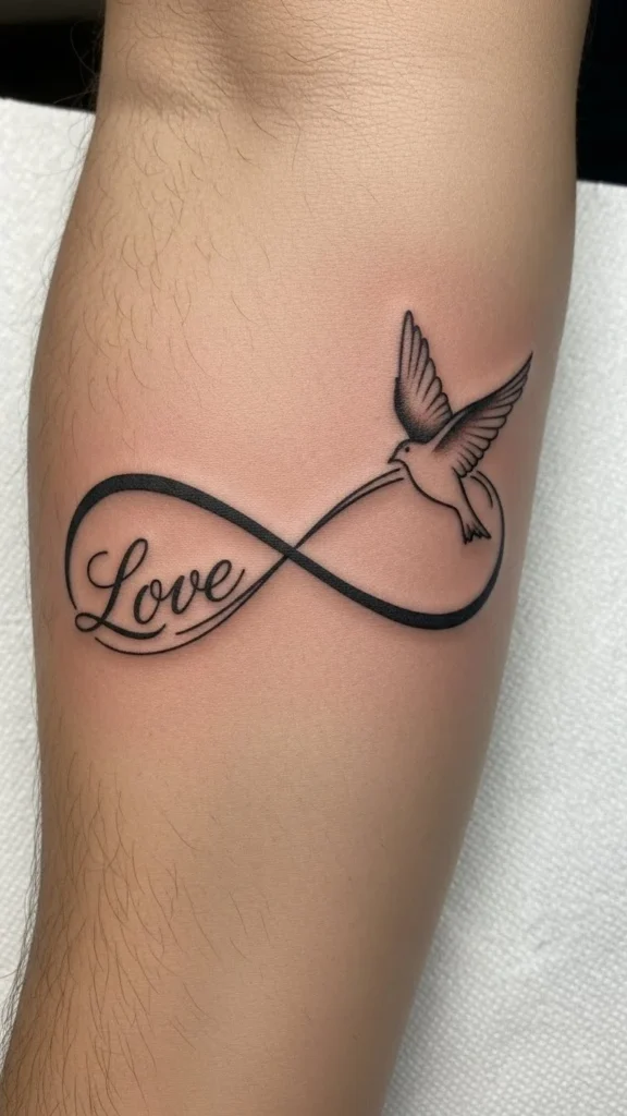 Infinity Love with Bird Silhouette