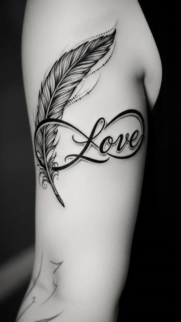 Infinity Love with Feather Accent