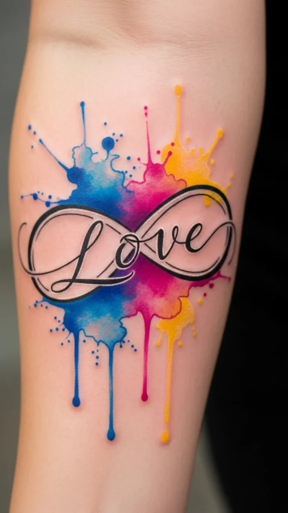 Infinity Love with Watercolor Accent