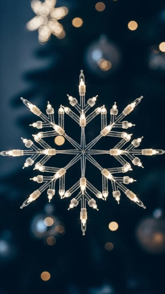 Lights Around a Snowflake Outline
