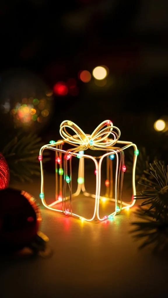 Lights Forming a Small Gift Shape