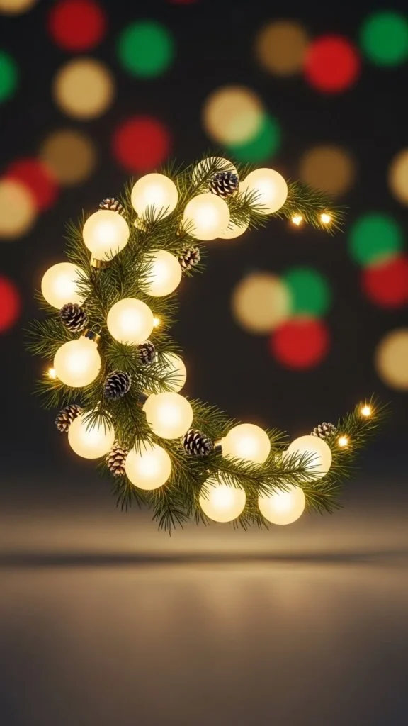 Lights Shaped Into a Crescent Moon