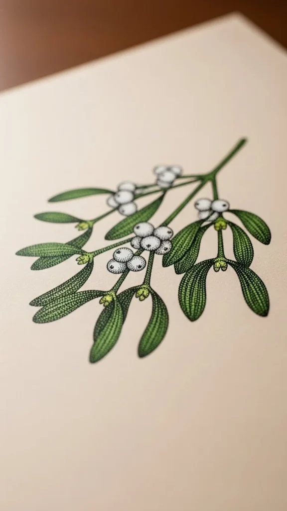 Minimal Dot-Work Mistletoe Tattoo