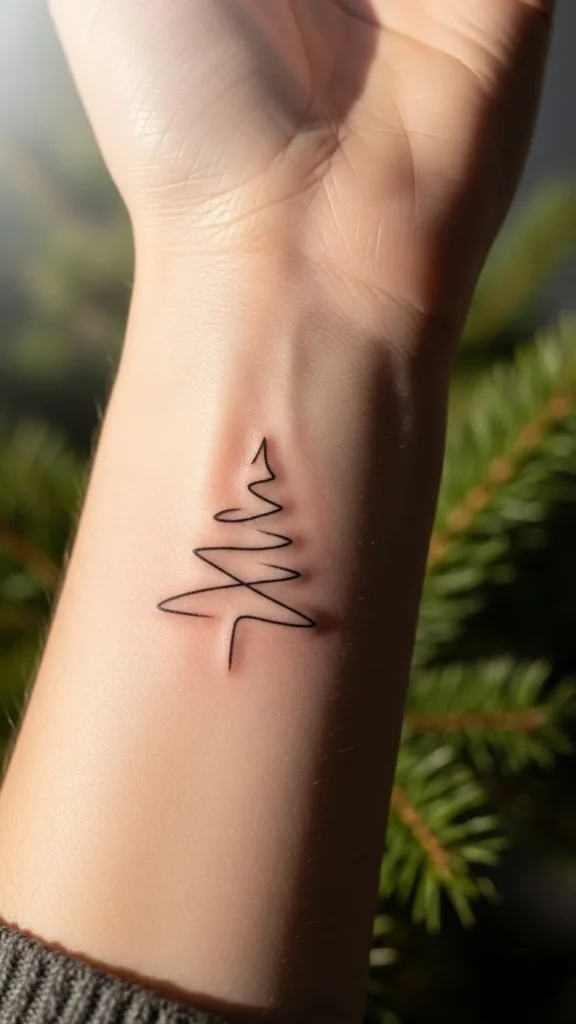 Minimal Line Art Christmas Tree