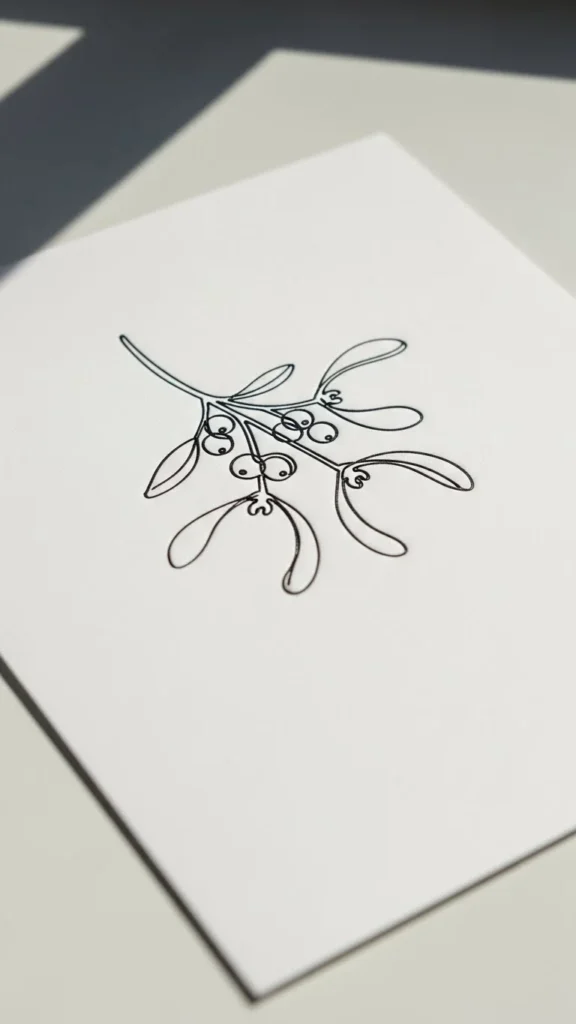Minimalist Mistletoe Line Tattoo