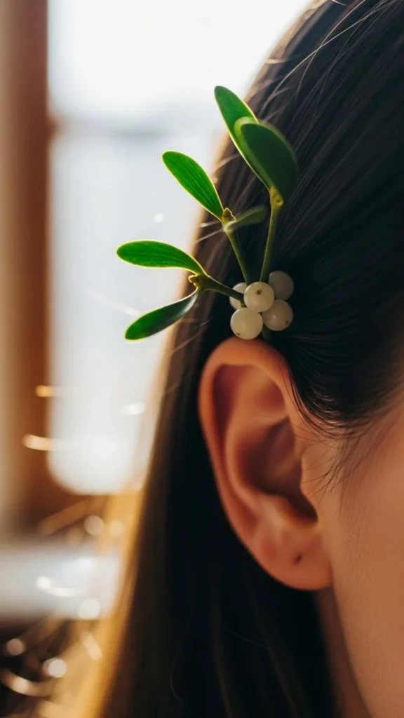 Mistletoe Behind-the-Ear Tattoo
