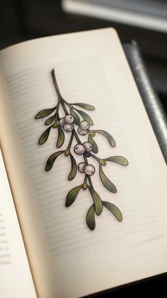 Mistletoe Bookmark-Style Tattoo