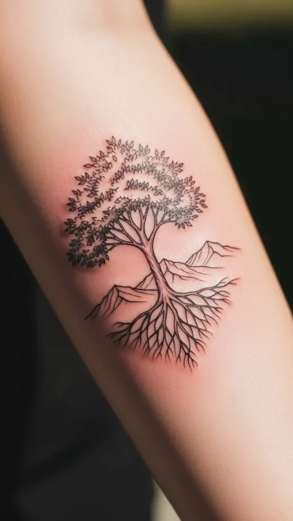 Mountain Landscape With Christmas Tree