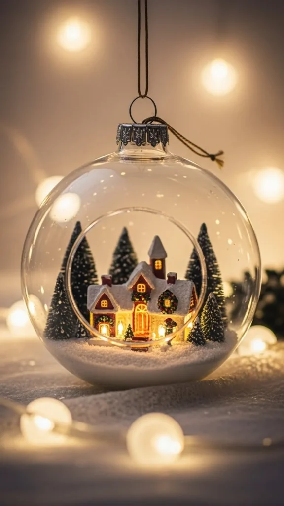 Ornament With Tiny Village Scene Inside