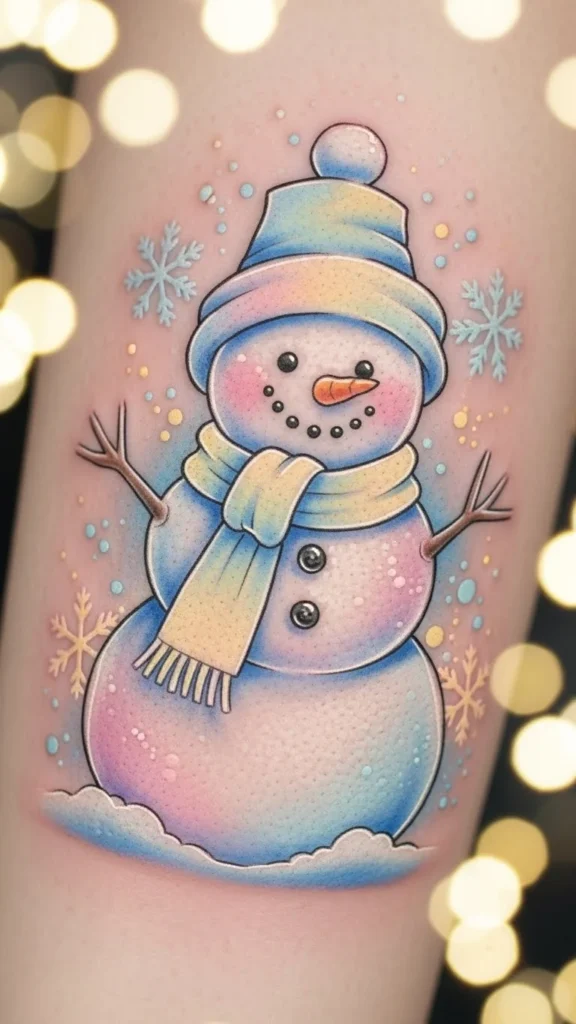 Pastel Snowman With Soft Colors