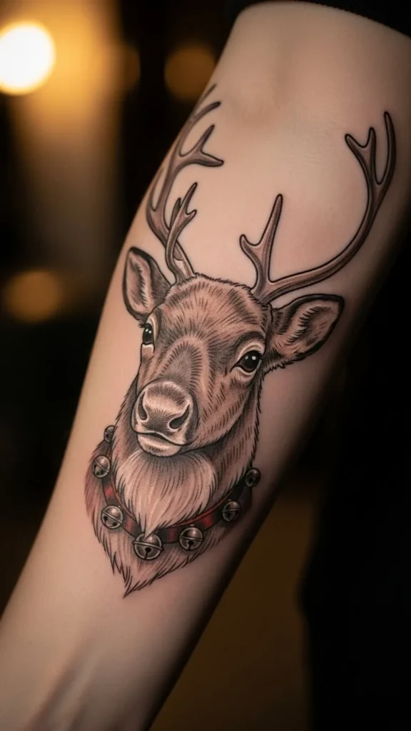 Reindeer Face With Jingle Bells