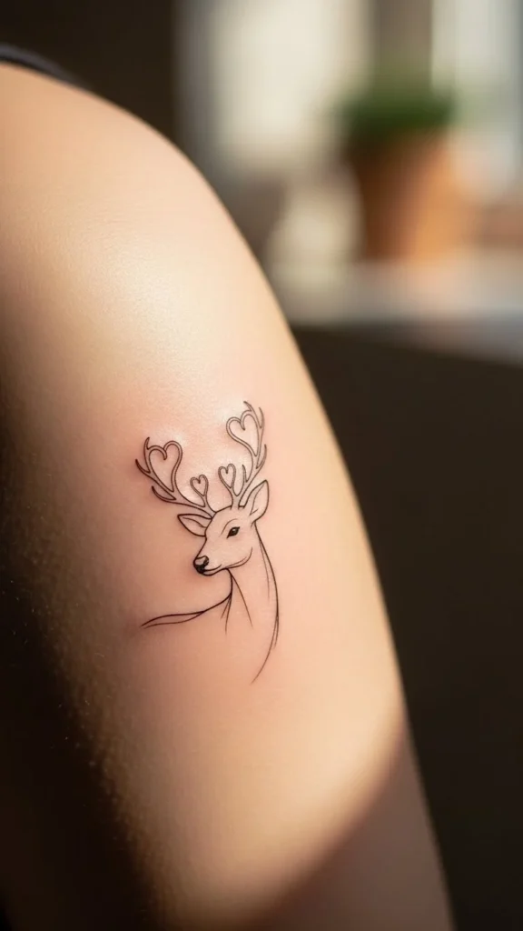 Reindeer Line Art With Heart Antlers