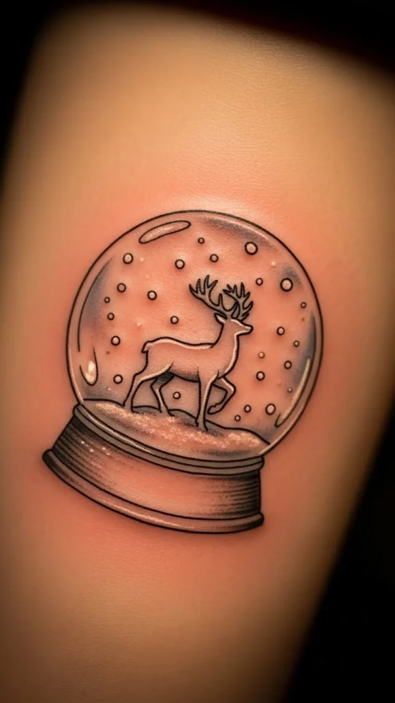 Reindeer Silhouette in a Snow Globe