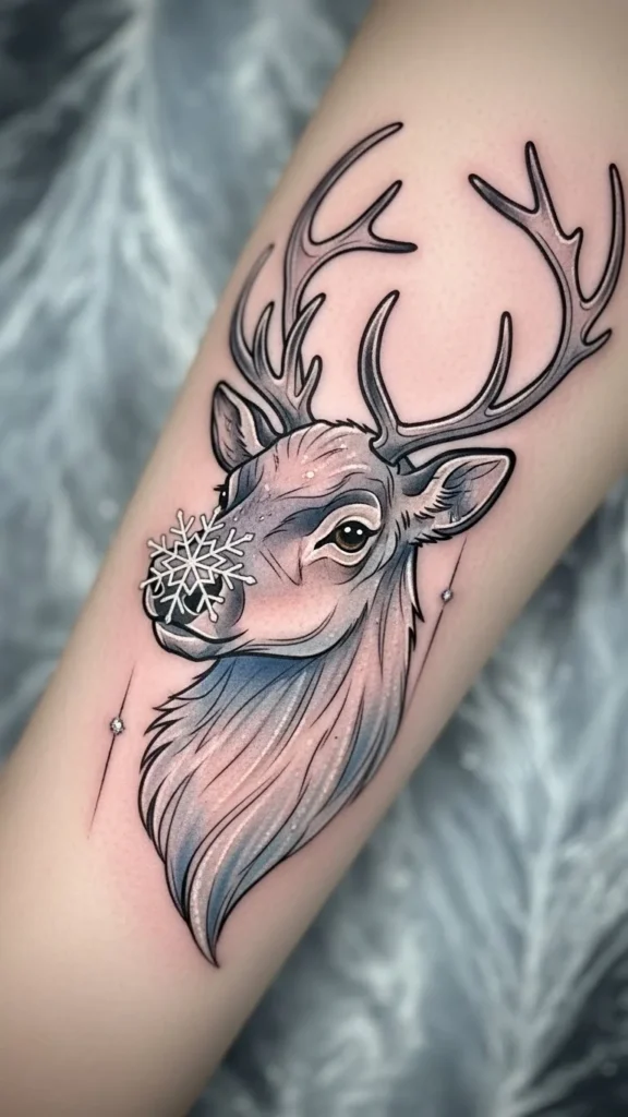 Reindeer With a Snowflake Nose