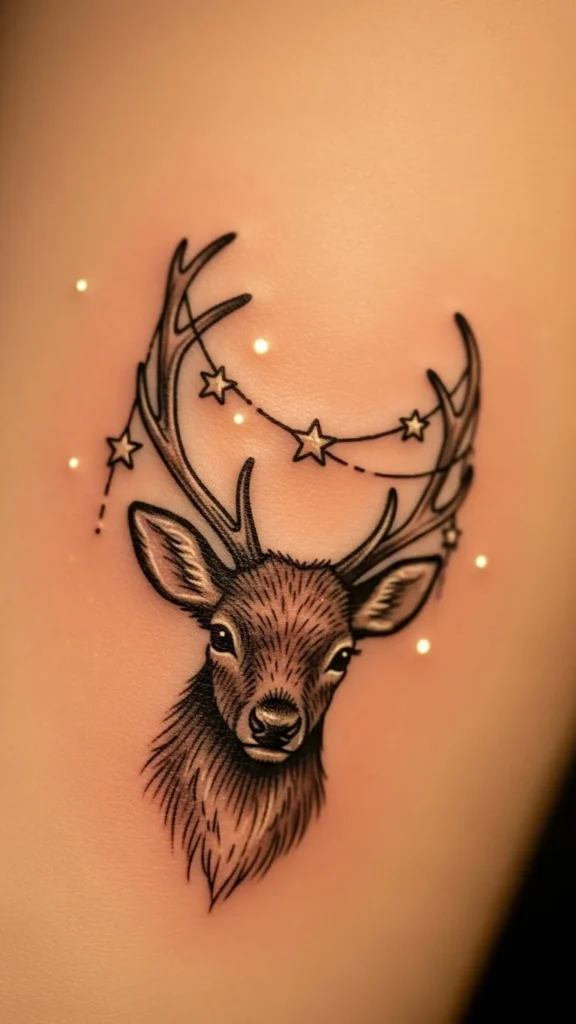 Reindeer With a Star Garland