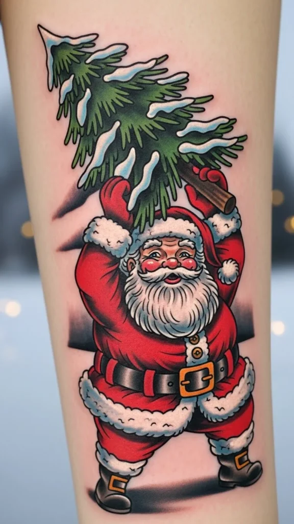 Santa Carrying a Mini Tree