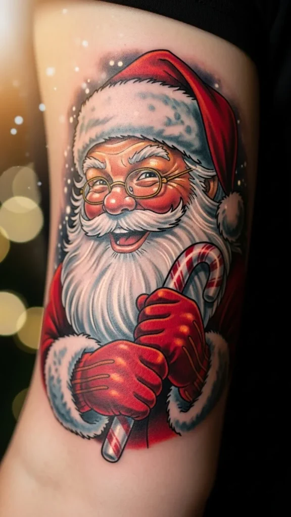 Santa Holding a Candy Cane