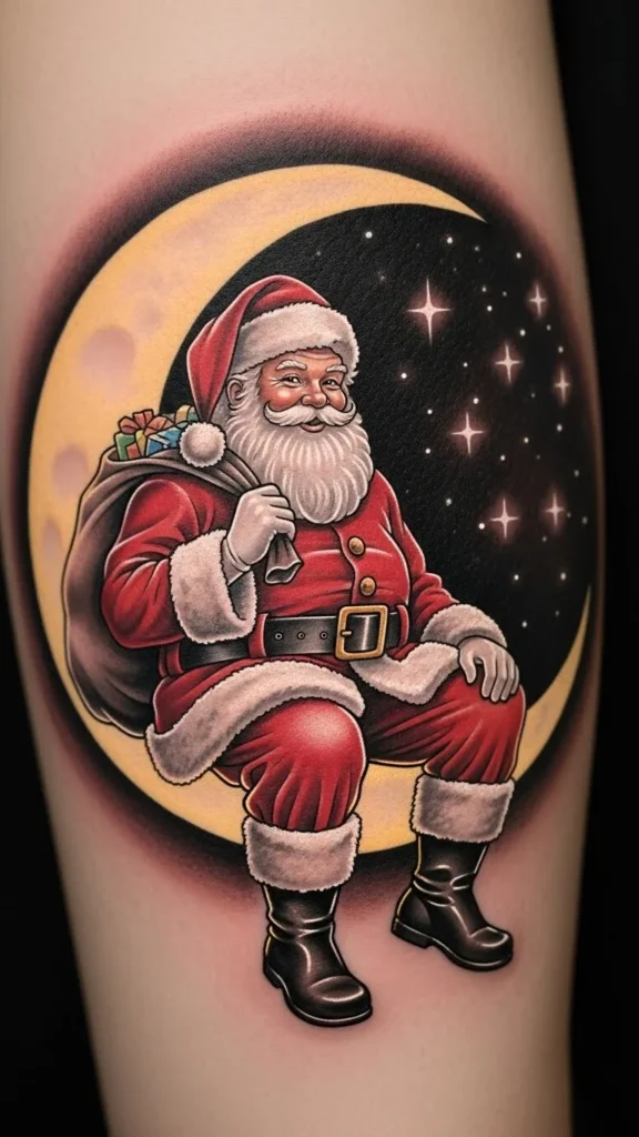 Santa on a Crescent Moon