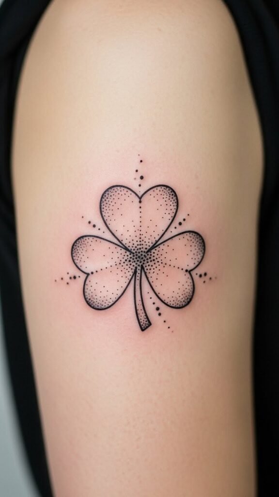 Shamrock Outline With Dotwork