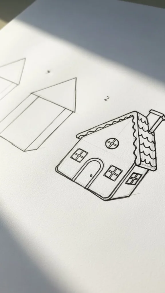 Sketch the Base Shape Like a Real Gingerbread House