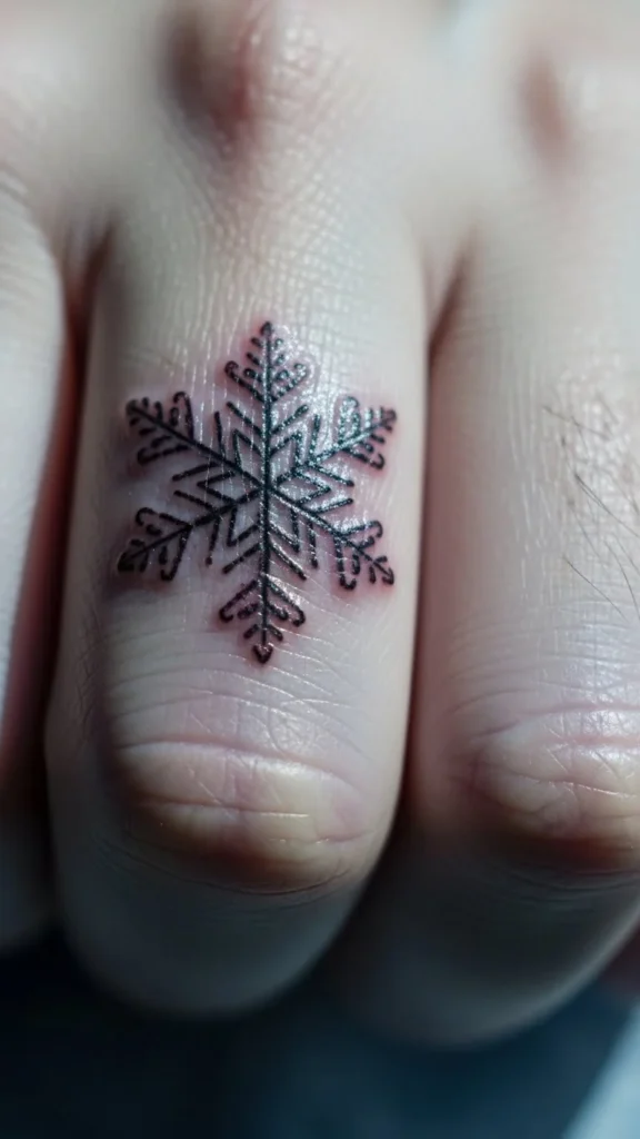 Snowflake Finger Tattoo