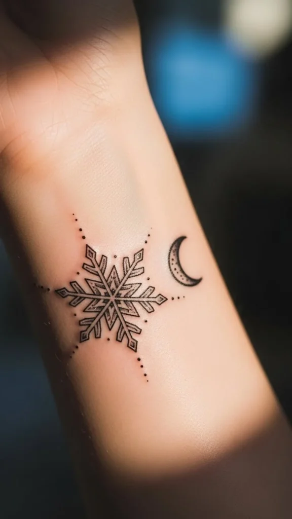 Snowflake With a Crescent Moon
