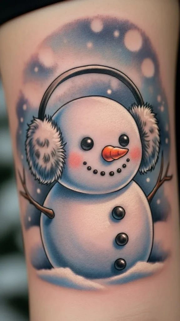 Snowman Wearing Earmuffs